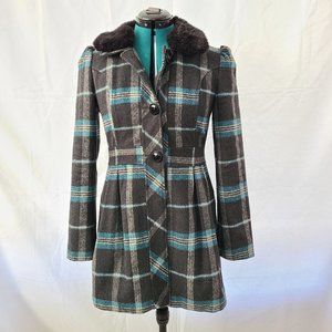 Tulle Blue and Gray Plaid Coat